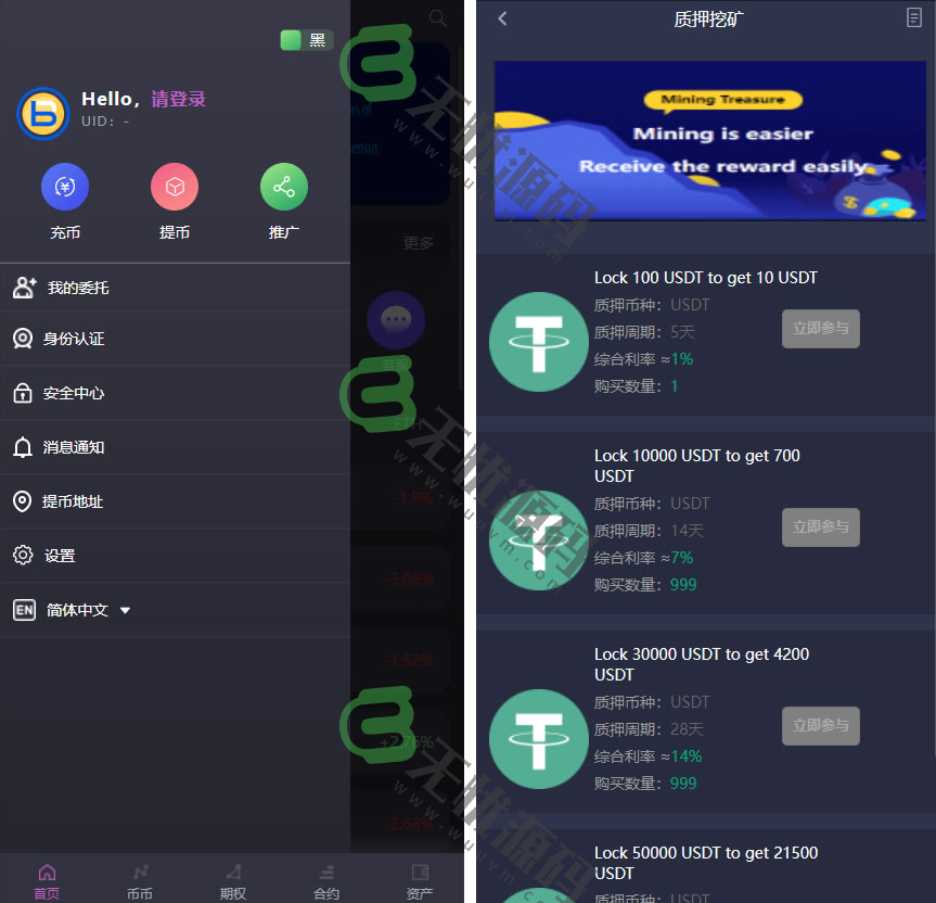 图片[2]-多国语言区块链BTC虚拟币交易所系统源码,加密货币秒合约,申购,矿机等等-码云源码库