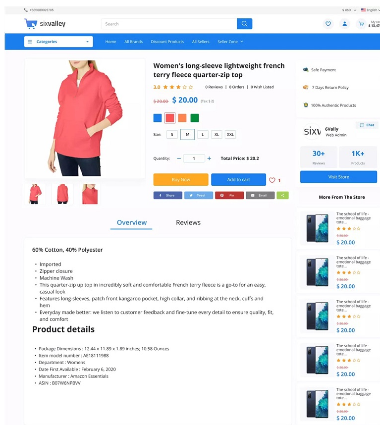 海外跨境电子商务购物商城源码/支持APP/电脑版/卖家和管理面板/6valley v14完整源码-码云源码库