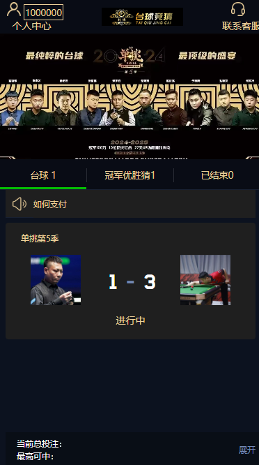 台球竞猜投注源码/自定义赛事源码/冠军优胜竞猜源码/竞猜源码-码云源码库