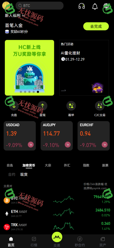 图片[4]-全开源交易所源码 | 股票·虚拟币·外汇·期货 | AI量化 | 贷款 | C2C | JAVA+VUE后端 | 详细部署教程-无忧源码